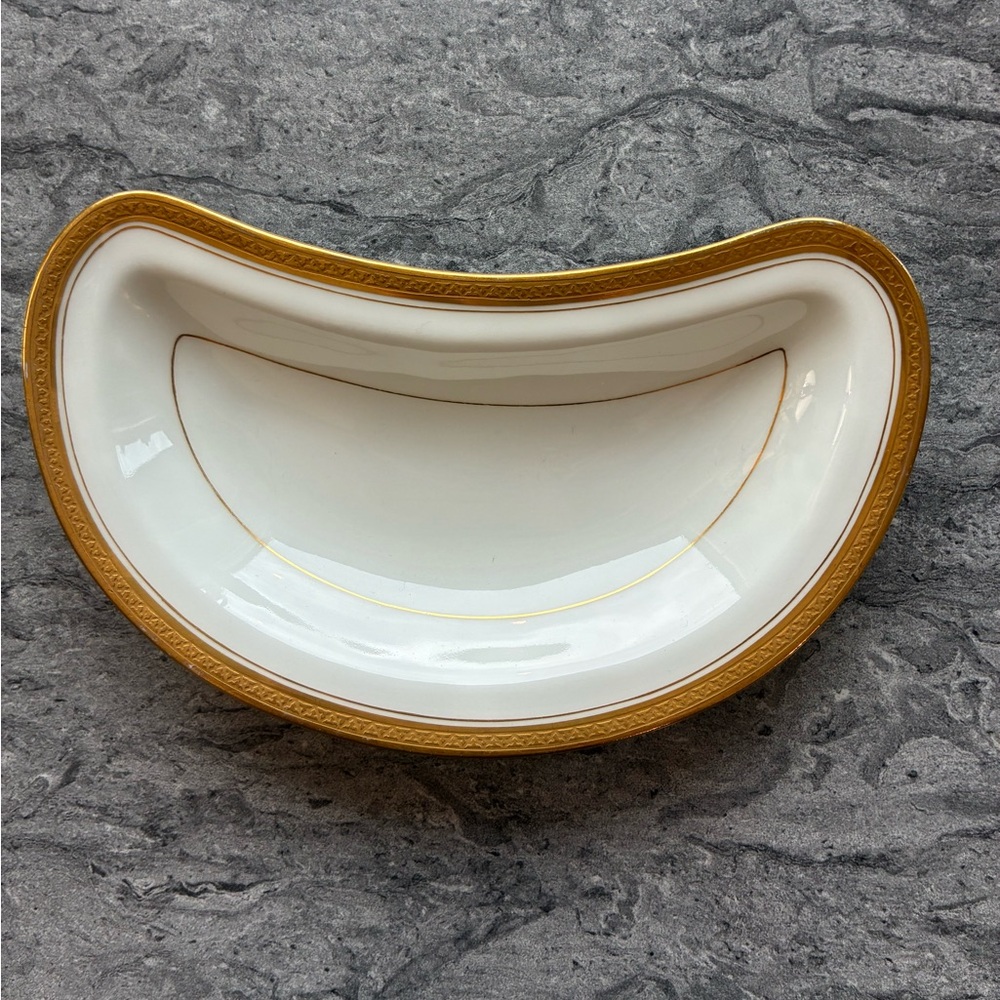 Haviland Limoges France Dish • Gold Trim • Vintage Kidney/Bone Shape